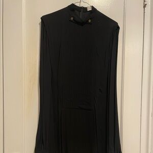 Coach Black Long Sleeve Dress with Button Detail